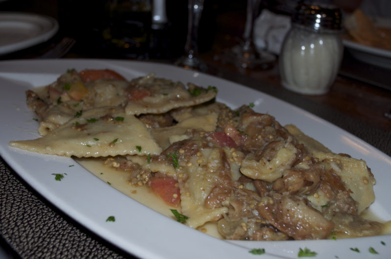 Eggplant Ravioli with Oil & Garlic Sauce
