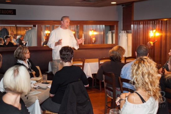 Bill explaining his food and wine pairings to the Worcester Foodies group.