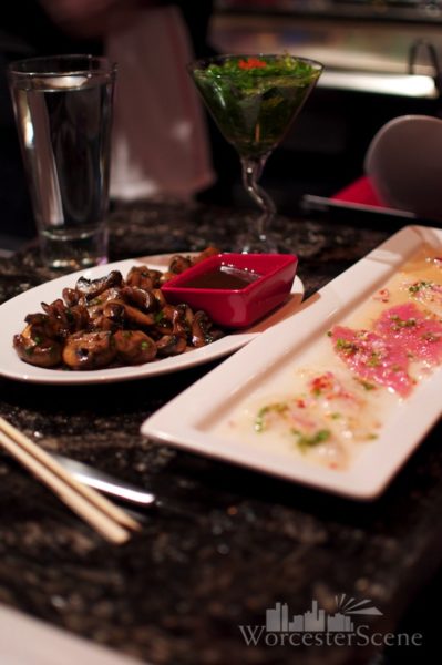 Ceviche, Seaweed Salad, and Exotic Mushrooms