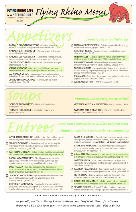Flying Rhino Menu