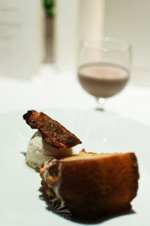 Sour Cream Coffee Cake with Parsnip Gelato and Candied Bacon