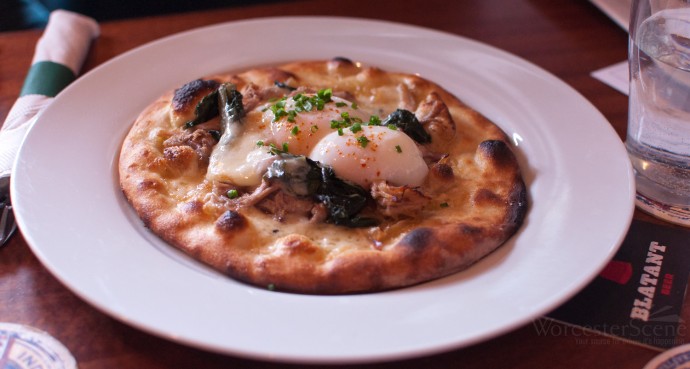 Breakfast Pizza from Armsby Abbey on Main Street in Worcester, MA