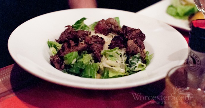 Caesar Salad with Steak Tips from Flying Rhino on Shrewsbury Street in Worcester, MA