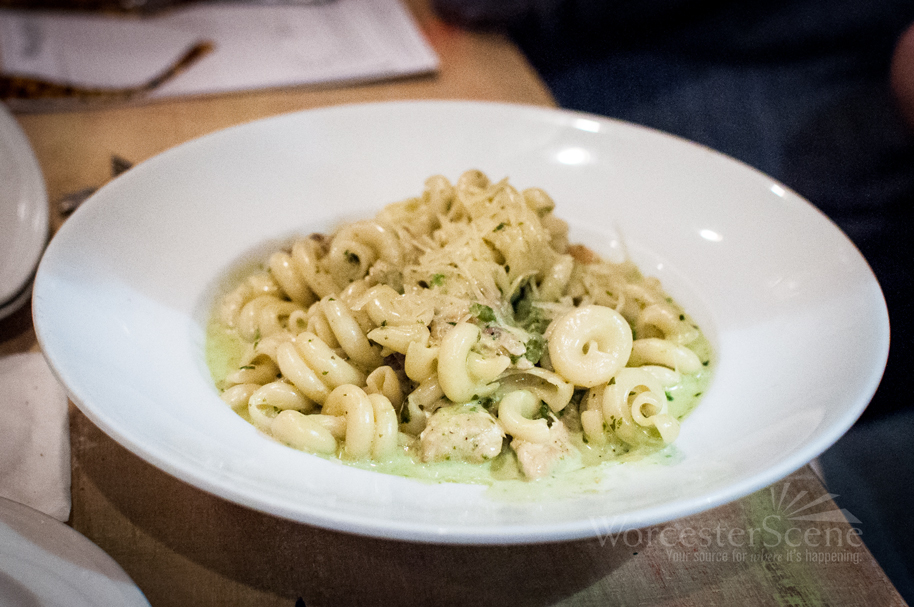 Grilled Chicken and Asparagus Over Pasta from Flying Rhino on Shrewsbury Street in Worcester, MA