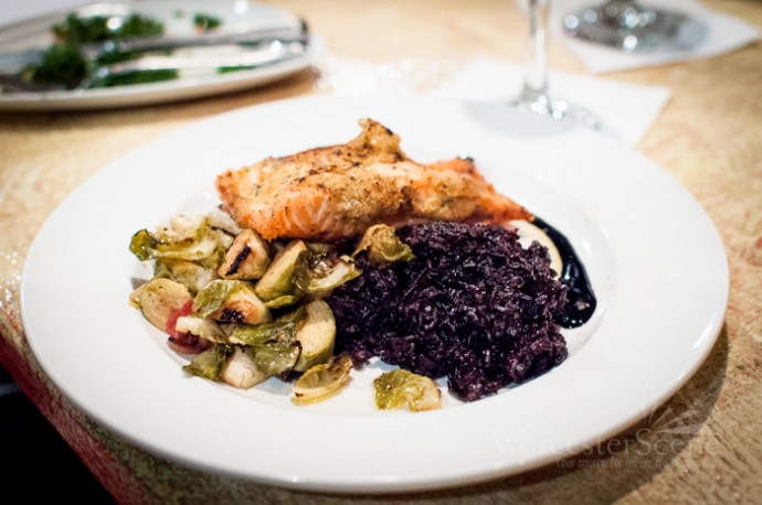 Herb and Mustard Encrusted Salmon from Flying Rhino on Shrewsbury Street in Worcester, Massachusetts