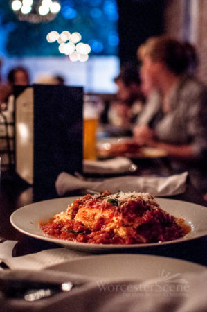 The Worcester Foodies group eating at Mare E Monti Trattoria on Wall Street September 2013