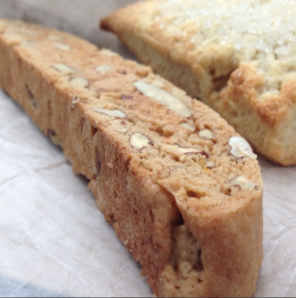 Orange pecan biscotti and sweet cream scone from Crust on Main Street.