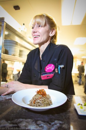 Chef Alina Eisenhauer preparing a dish from her new Savory Menu at Sweet on Shrewsbury Street in Worcester, MA (Photo by Erb Photography)