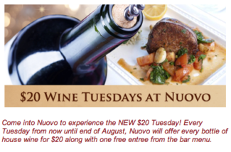$20 Tuesdays at Nuovo Restaurant on Shrewsbury Street in Worcester