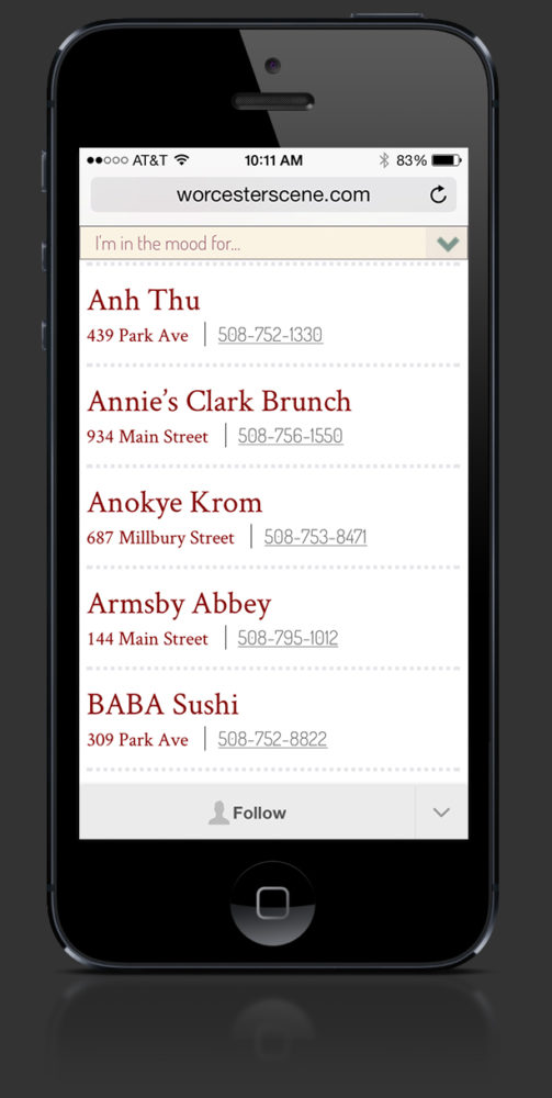 Responsive version of the web site allows for quick listings "to go".