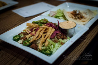 Salad and Fish Taco from Mezcal Tequila Cantina on Major Taylor Boulevard in Worcester, MA
