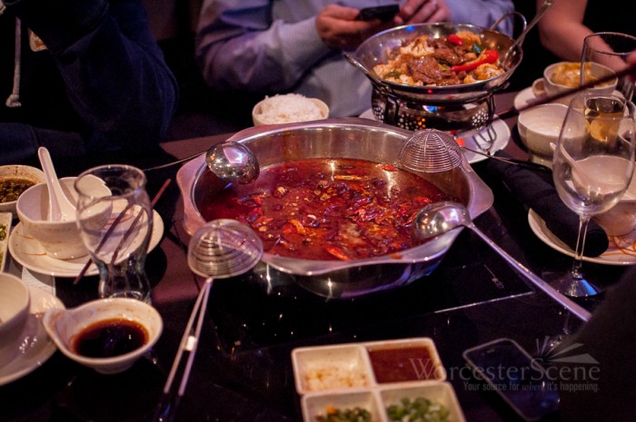 beef tongue, shrimp, and mall spicy broth from Chuan Shabu on Park Avenue in Worcester, MA