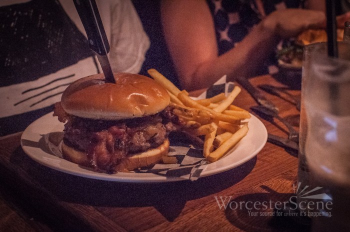 BBQ Bacon Burger from The Fix on Shrewsbury Street in Worcester, MA BBQ Bacon Burger from The Fix on Shrewsbury Street in Worcester, MA
