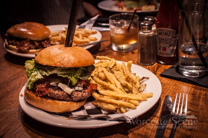 House Grind Burger with Focaccia Roll from The Fix on Shrewsbury Street in Worcester, MA