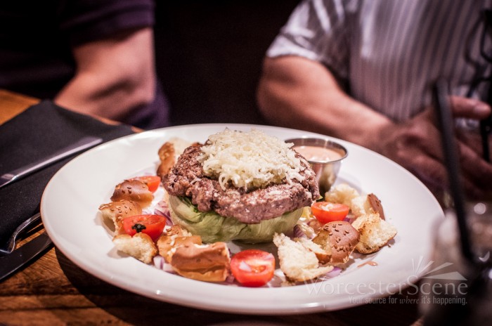 The Big Fix Hamburger Salad from The Fix on Shrewsbury Street in Worcester, MA