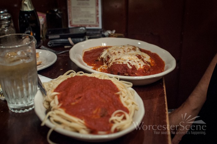 Chicken Parmigiana from Dino's on Lord Street in Worcester, MA