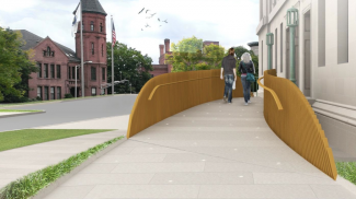 The new bridge provides easier access for all visitors. Construction will be done without damaging the integrity of the museum buildings. Image courtesy wHY.