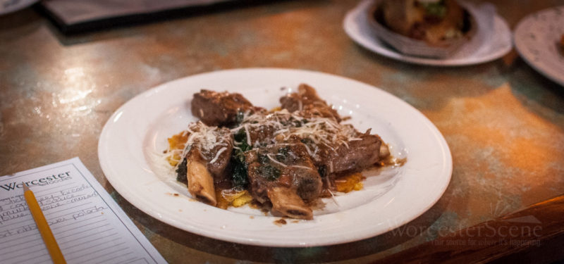 Short Ribs Over Fried Polenta