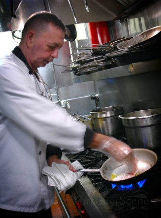 Alex Gjonca in the kitchen of Nuovo Restaurant on Shrewsbury Street in Worcester, MA