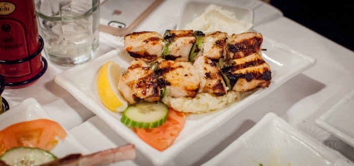 Kotosouvlaki from Mezé Greek Tapas Bar & Grille on Shrewsbury Street in Worcester, MA