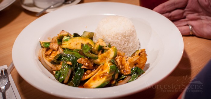 Chicken with Basil from Thai Time on Highland Street in Worcester, MA