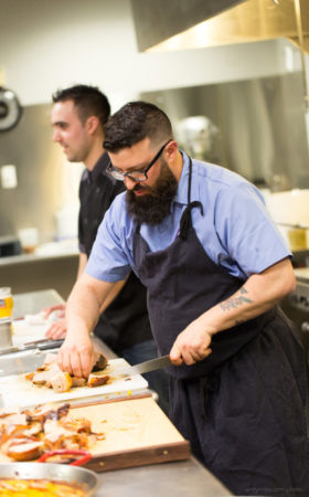 Niche Hospitality's Executive Chef de Cuisine, Neil Rogers, preparing food for Worcester Foodies.