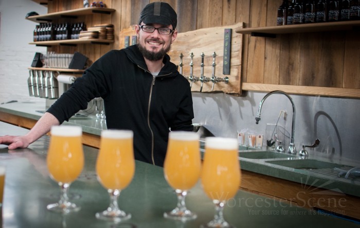 3Cross Brewery owner, David Howland, stands behind the first batch of "Hilltopper Blonde"