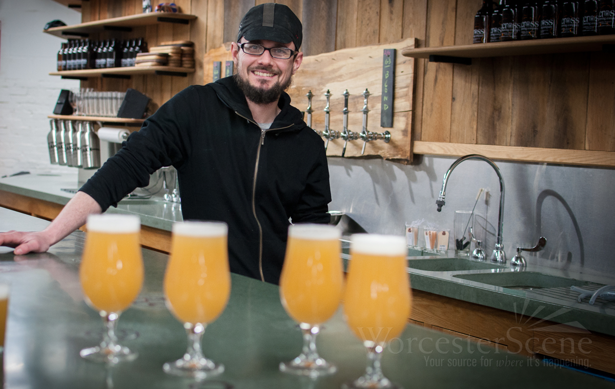 3Cross Brewery owner, David Howland, stands behind the first batch of "Hilltopper Blonde"