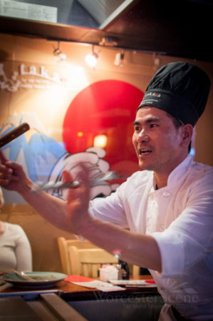 Chef Jason manning the hibachi from Takara on Millbury Street in Worcester, MA
