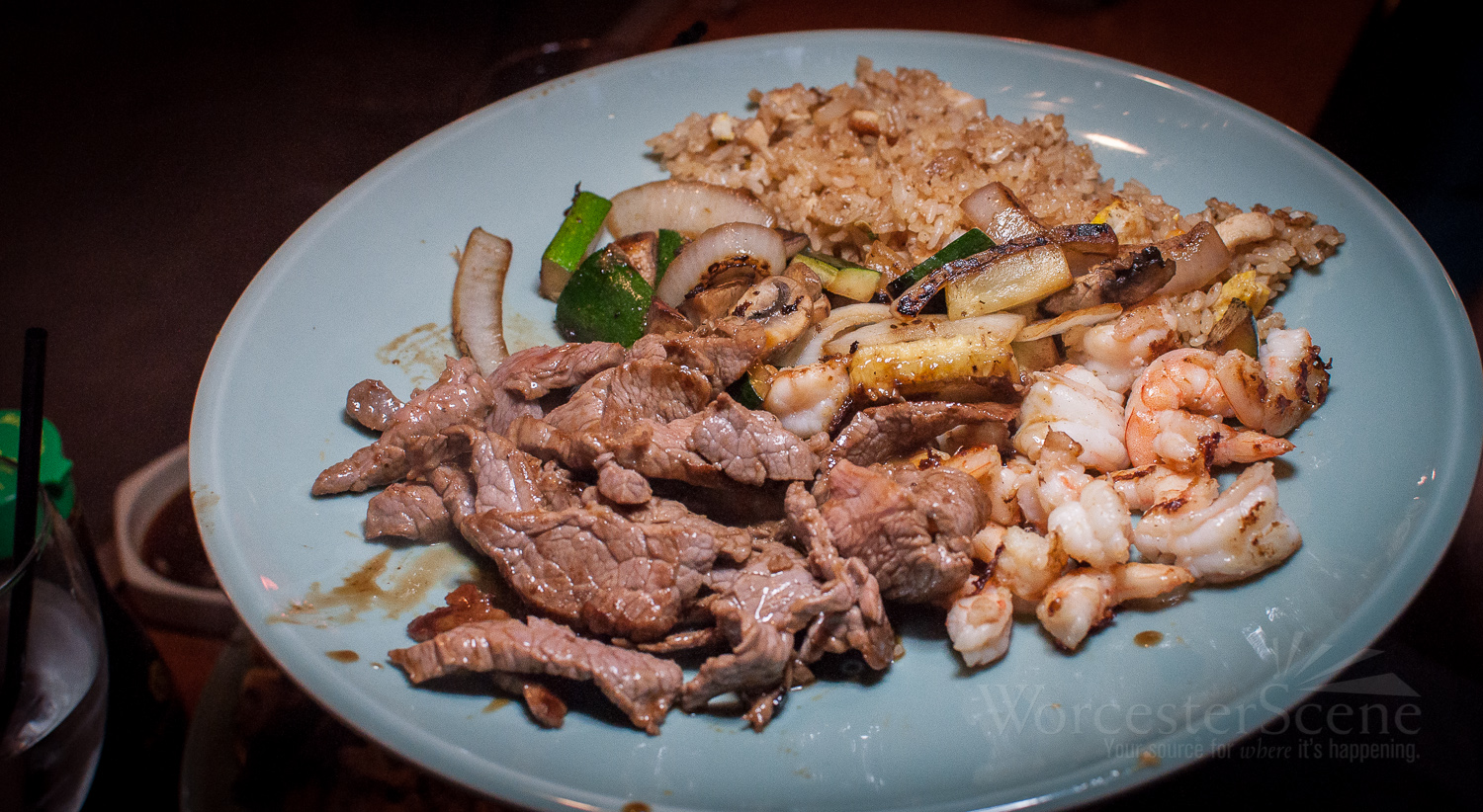 Tenderloin Steak with Shrimp from Takara on Millbury Street in Worcester, MA
