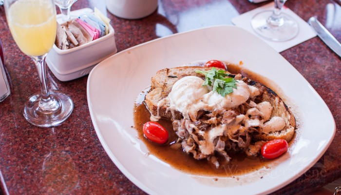 Porchetta Eggs Benedict from Via on Shrewsbury Street in Worcester, MA