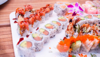 Rainbow Roll and Salmon Avocado Roll from Baba Sushi on Park Avenue in Worcester, MA