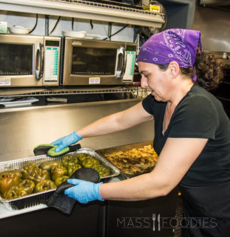 Giannoula “Yiana” Kaneloglou in the kitchen at Mezé on Shrewsbury Street in Worcester, MA