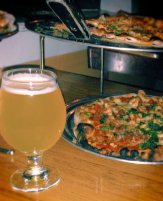 Rail Trail's Kent Falls Bewilderment pairs well with the Chicken Parm flatbread.