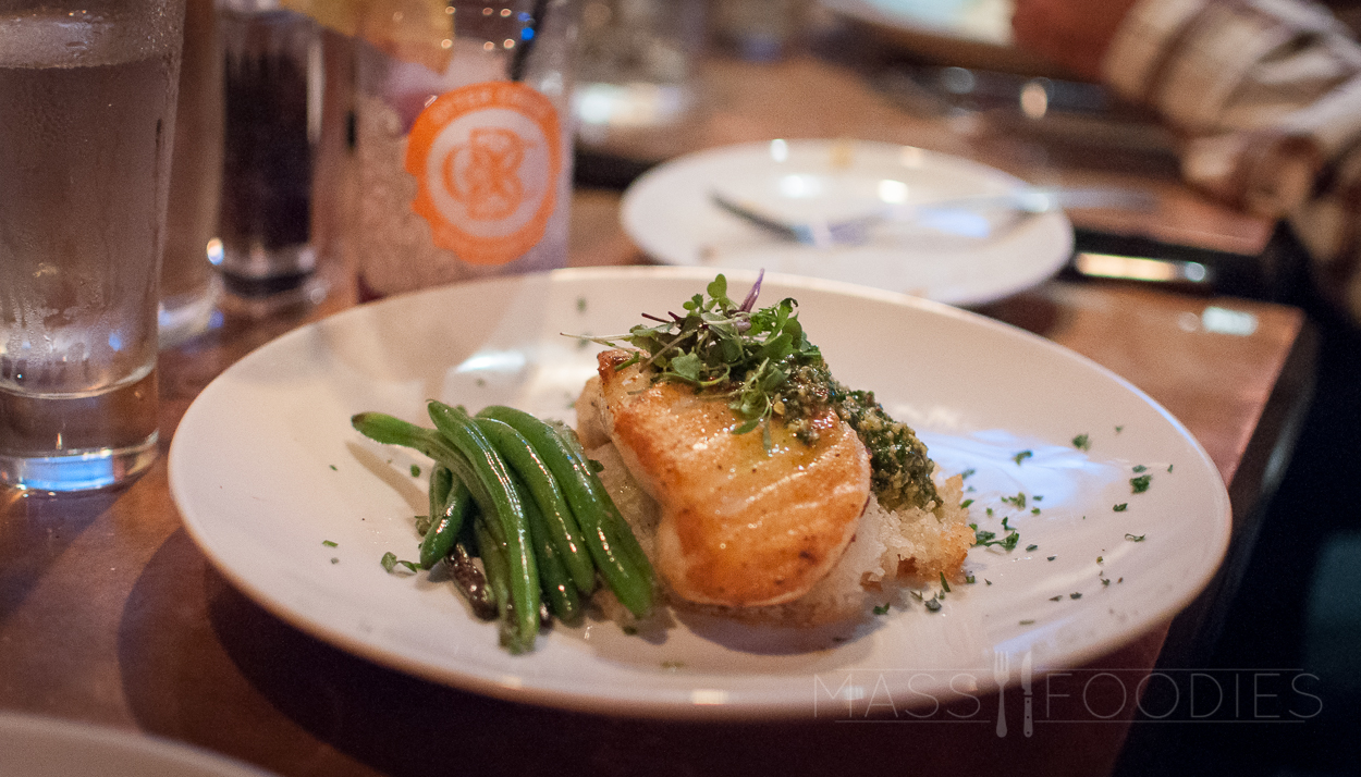 Pan Roasted Sea Bass with Frango Chili sauce over Jasmine Rice from Hangover Pub on Green Street in Worcester, MA