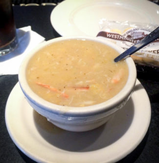 Crab and Corn Chowder from Buster's Crab menu at The Sole on Highland Street in Worcester, MA.