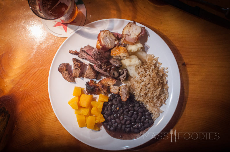A plate put together by a diner at Terra Brasilis on Shrewsbury Street in Worcester, MA.