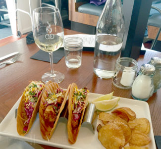 Fish Tacos with El Brazo Albarino from Grafton Grill in Grafton, MA