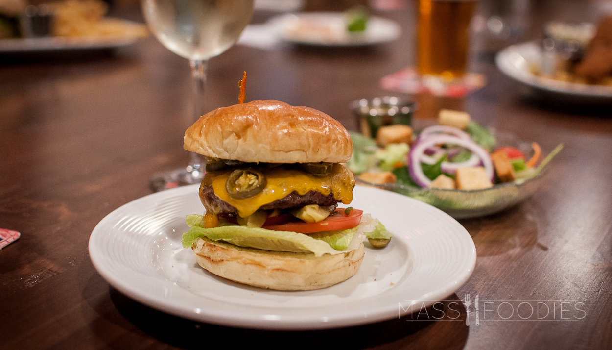 The Left Coast Burger at Oak Barrel Tavern on Grove Street in Worcester, MA