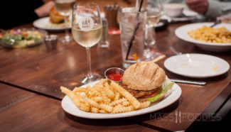 Veggie Burger on a multi-grain bun with lettuce, tomato and mayo from Oak Barrel Tavern on Grove Street in Worcester, MA.jpg