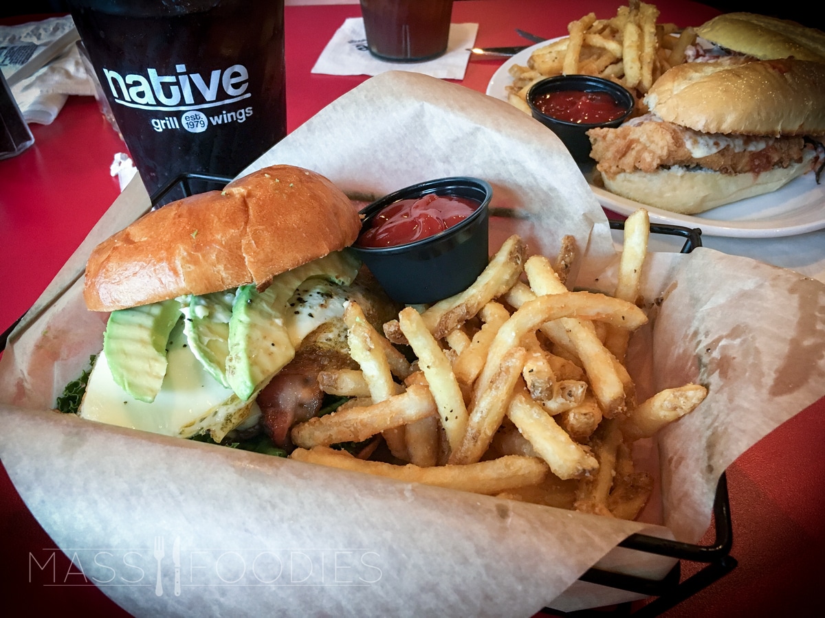 The Hangover Burger from Native Grill and Wings in Oxford, MA