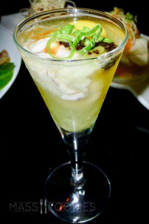 The popular Oyster Shooter from Baba Sushi in Worcester, MA.