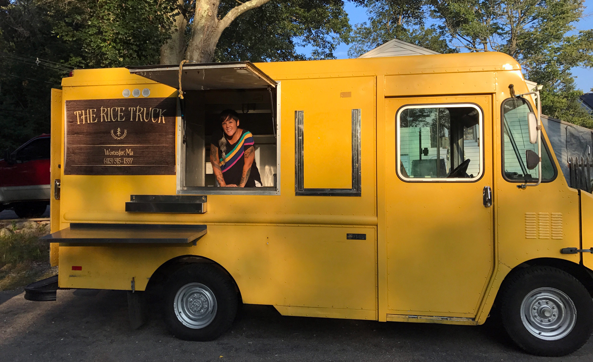 Teri Goulette showcasing her new food truck: The Rice Truck
