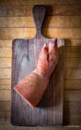 At the butcher's table in Kummerspeck on Water Street in Worcester, MA