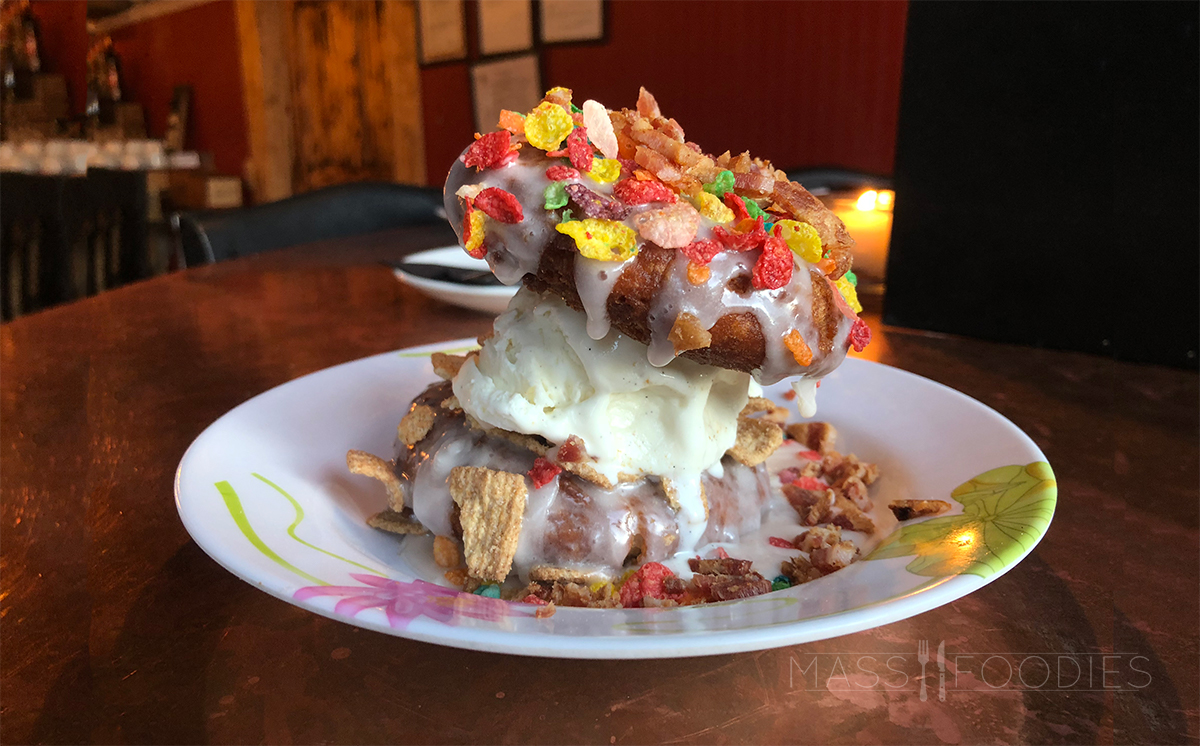 The Stuffed Bacon Donuts from The Hangover Pub in Worcester, MA