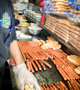 Behind the grill at George's Coney Island in Worcester, MA.