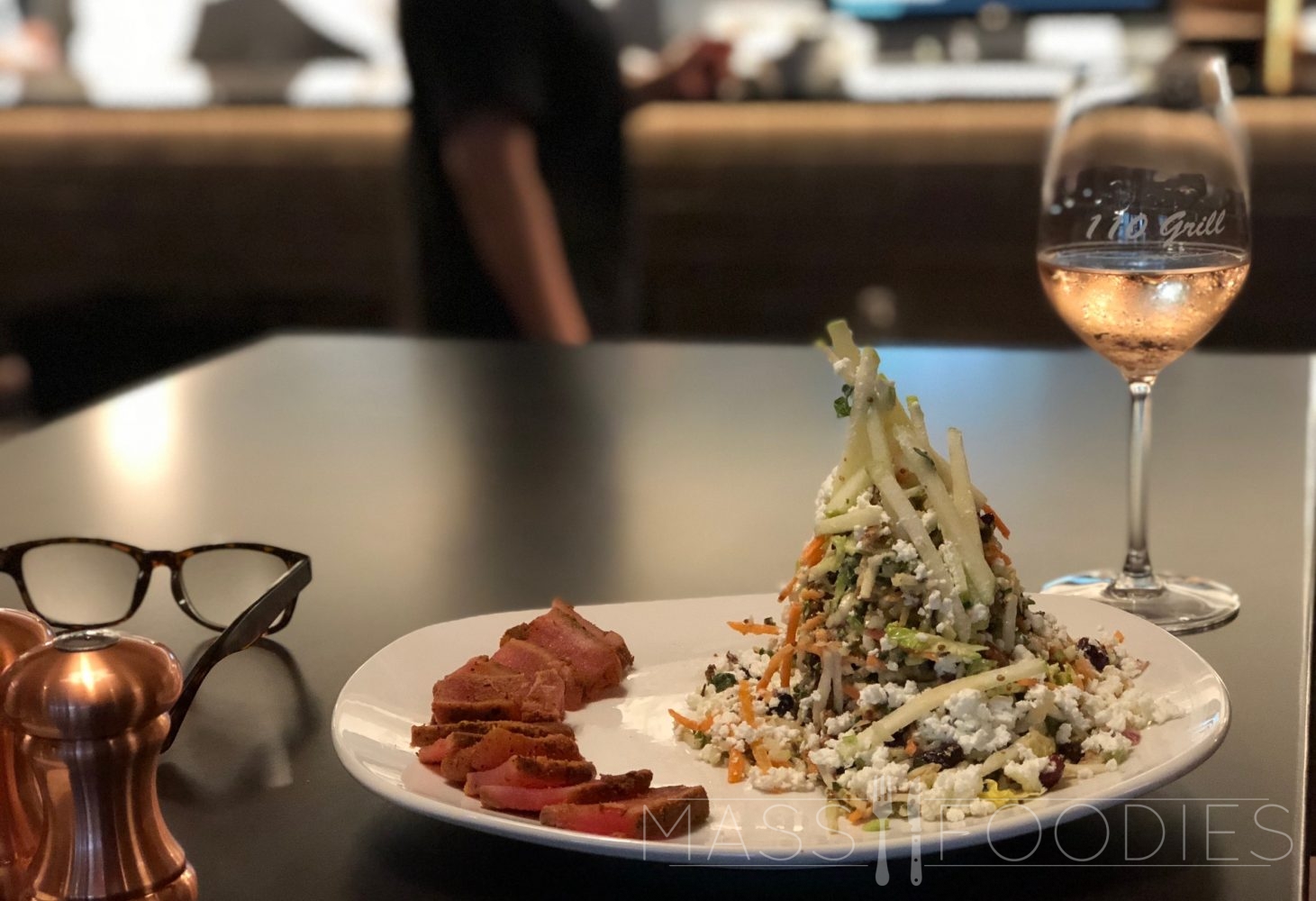 The Kale Brussels Salad with Yellowtail at 110 Grill's new Worcester, MA location.