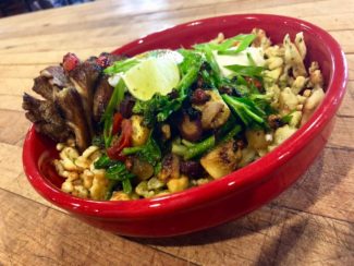 Kummerpeck Crispy Herbed Spaetzle with Wildwood Mushrooms Poached Duck Eggs and Summer Vegetable Ragu