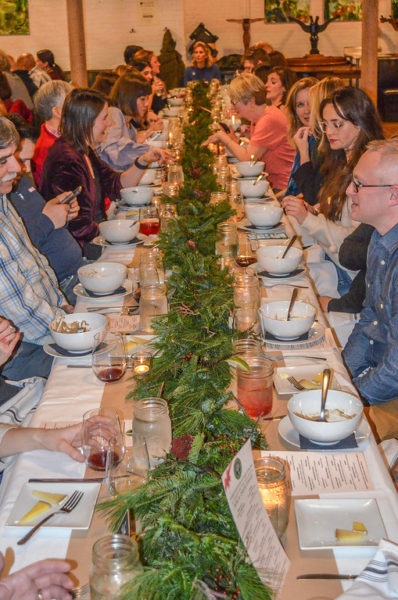 Diners at BirchTree Bread Company's wine and cheese dinner pairing Ruby Wines with food from Couët Farm in Dudley and Chimney Hill Farm in Charlton (Alex Belisle)