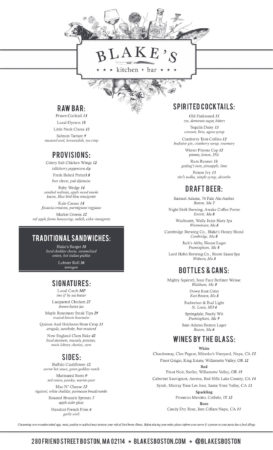 Blake's Kitchen + Bar in Boston's West End (Submitted)